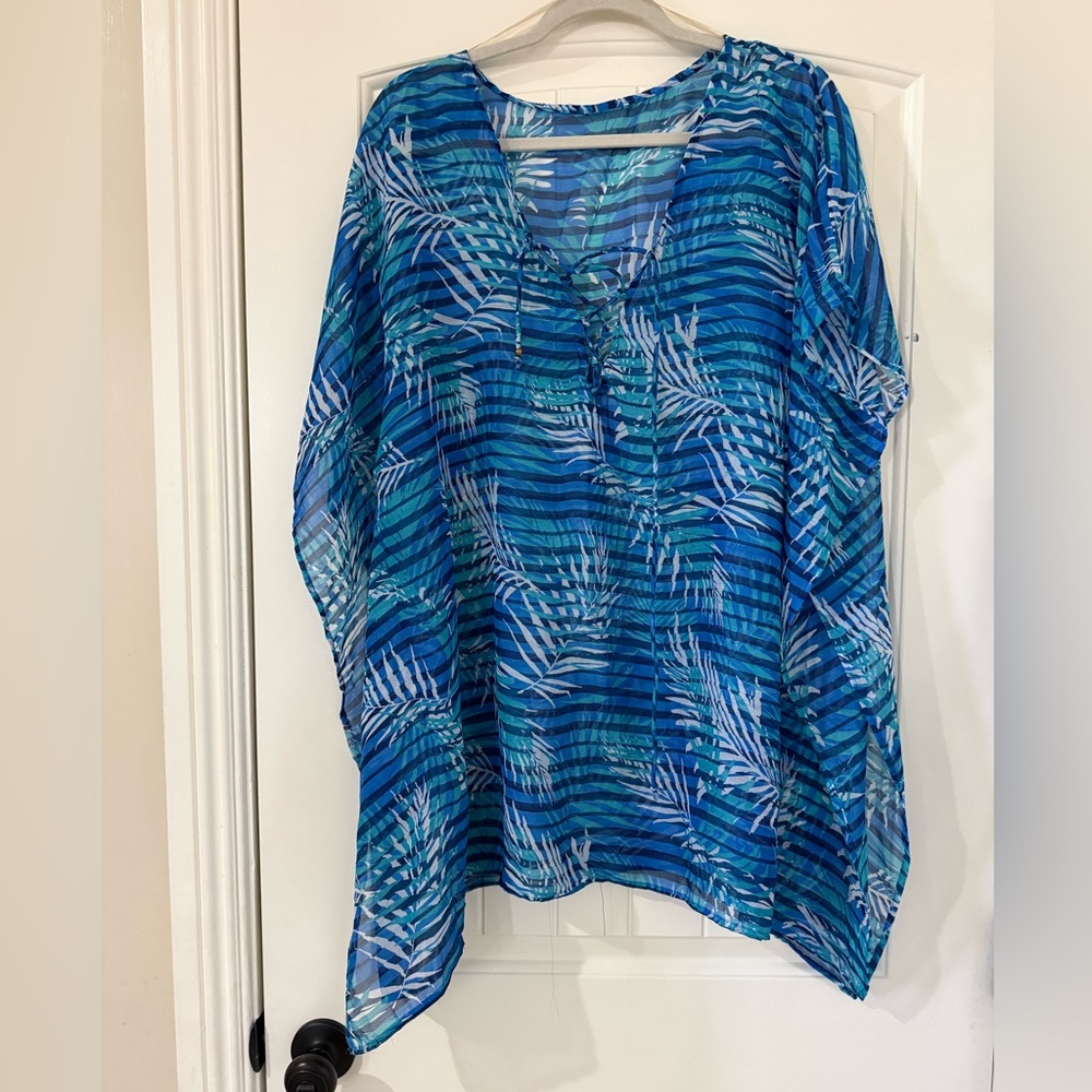 Ralph Lauren Blue and White Swim Coverup